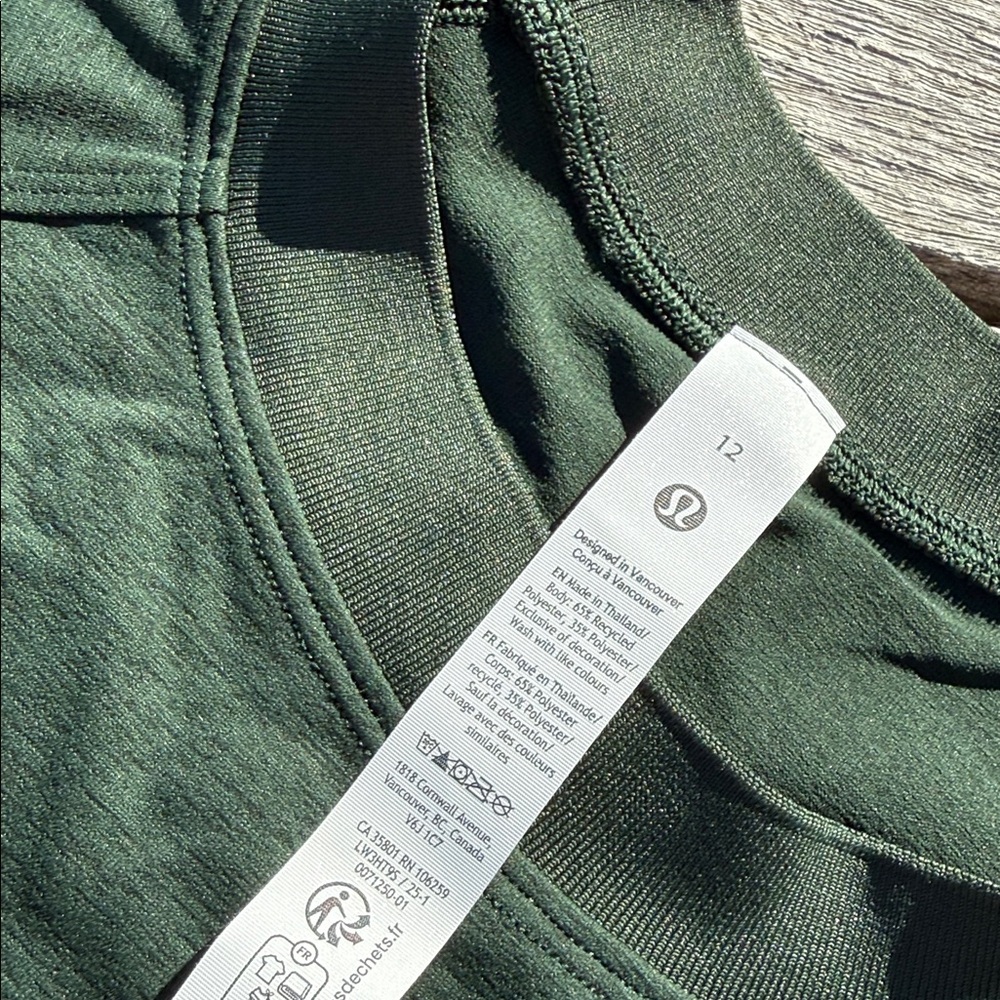 Lululemon Tennis Club Layered Long Sleeve Legacy Green White Size 12 NWT UPF 40+ - Picture 5 of 5